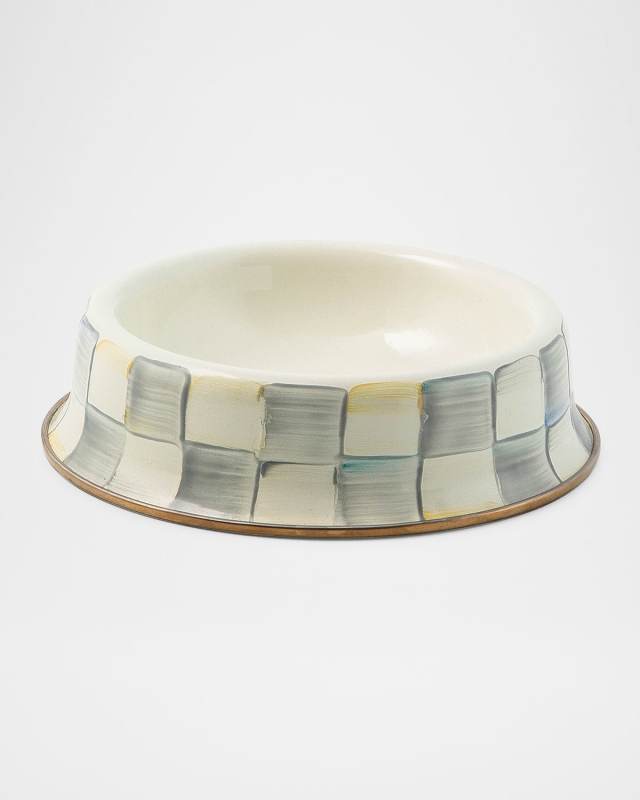 Sterling Check Enamel Cat Dish